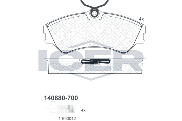 Комплект тормозных колодок, дисковый тормоз   140880-700   ICER
