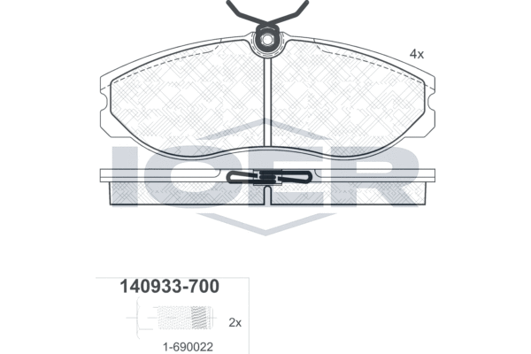 Комплект тормозных колодок, дисковый тормоз   140933-700   ICER