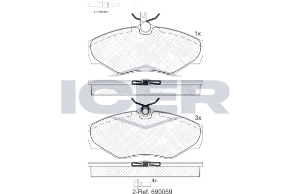 Комплект гальмівних накладок, дискове гальмо   141315-203   ICER