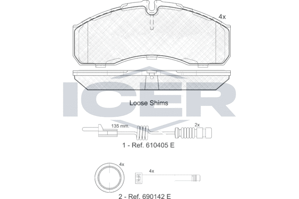 Комплект тормозных колодок, дисковый тормоз   141499-203   ICER