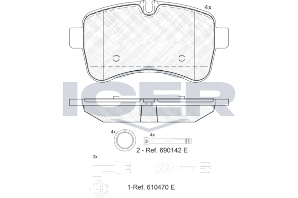 Комплект тормозных колодок, дисковый тормоз   141837-203   ICER