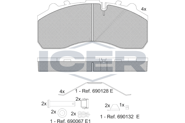 Комплект тормозных колодок, дисковый тормоз   151194-066   ICER