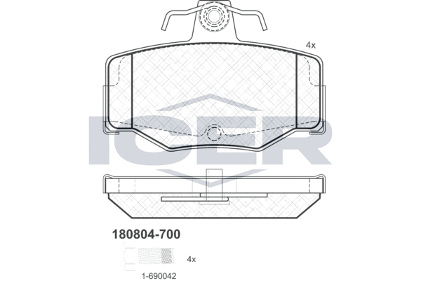 Комплект тормозных колодок, дисковый тормоз   180804-700   ICER