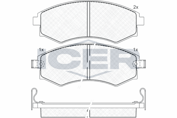 Комплект гальмівних накладок, дискове гальмо   181267   ICER