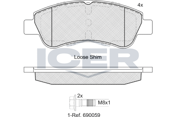 Комплект тормозных колодок, дисковый тормоз   181388-402   ICER