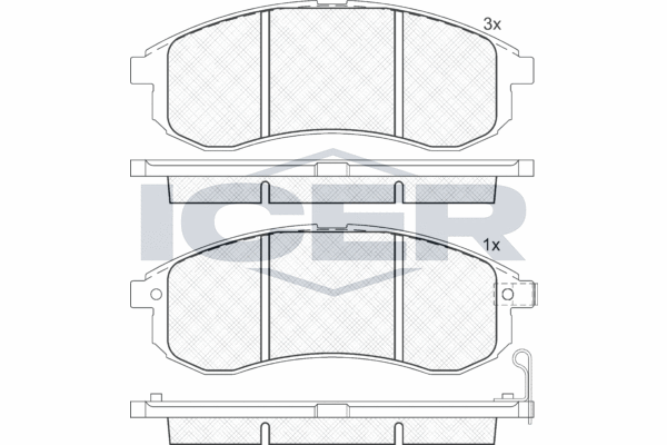 Комплект гальмівних накладок, дискове гальмо   181507   ICER