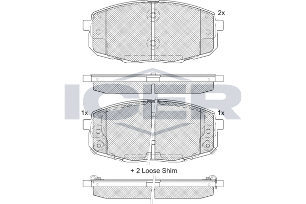 Комплект гальмівних накладок, дискове гальмо   181540-207   ICER