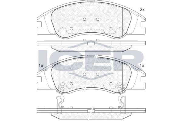 Комплект гальмівних накладок, дискове гальмо   181708   ICER