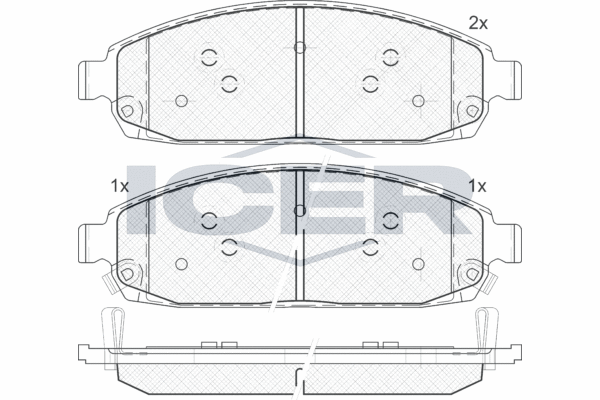 Комплект тормозных колодок, дисковый тормоз   181713   ICER