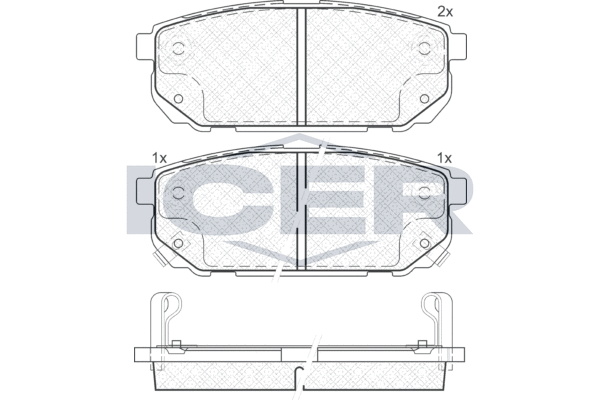 Комплект гальмівних накладок, дискове гальмо   181720   ICER