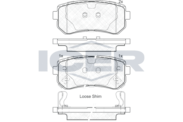 Комплект тормозных колодок, дисковый тормоз, ICER 181948 Комплект тормозных колодок, дисковый тормоз, ICER 181948