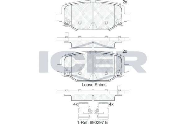 Комплект тормозных колодок, дисковый тормоз   182053   ICER