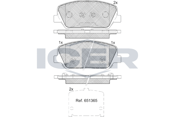 Комплект гальмівних накладок, дискове гальмо   182090   ICER