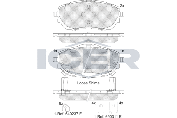 Комплект гальмівних накладок, дискове гальмо, ICER 182129 Комплект гальмівних накладок, дискове гальмо, ICER 182129