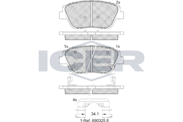 Комплект тормозных колодок, дисковый тормоз   182136   ICER