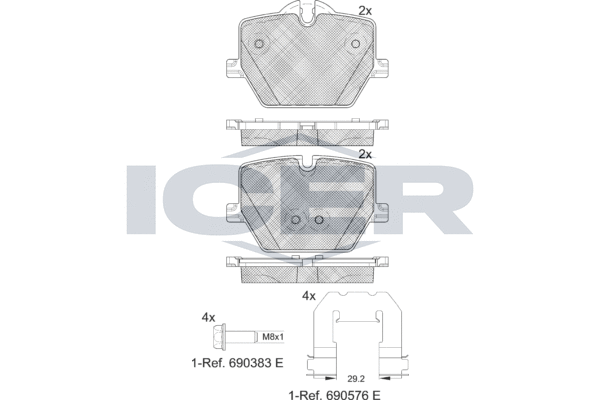 Комплект тормозных колодок, дисковый тормоз   182386   ICER