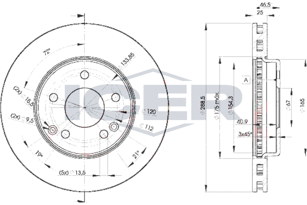 Тормозной диск, ICER 78BD0410-2 Тормозной диск, ICER 78BD0410-2