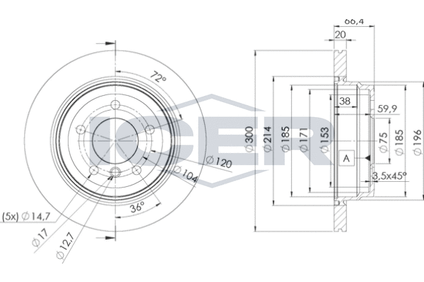 Гальмівний диск, ICER 78BD1974-2 Гальмівний диск, ICER 78BD1974-2