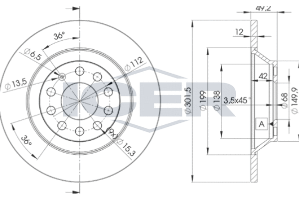 Тормозной диск, ICER 78BD5313-2 Тормозной диск, ICER 78BD5313-2