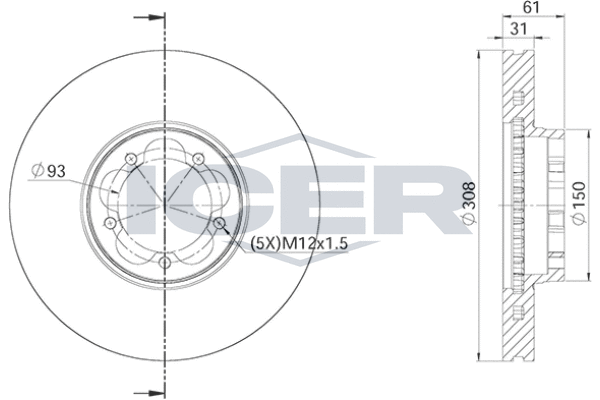 Гальмівний диск, ICER 78BD6548-1 Гальмівний диск, ICER 78BD6548-1