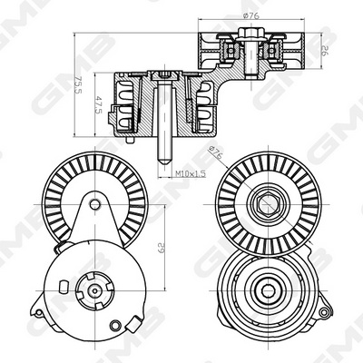 Натяжитель ремня, клиновой зубча GAT20490 GMB #2