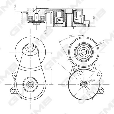 Натяжний пристрій, клиновий ремінь GAT30020 GMB #2