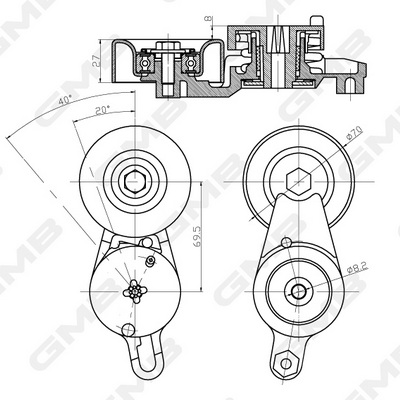 Натяжний пристрій, клиновий ремінь GAT30040 GMB #2