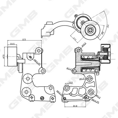 Натяжитель ремня, клиновой зубча GAT30060 GMB #2