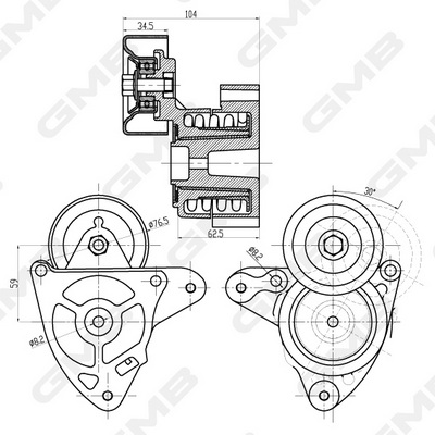 Натяжний пристрій, клиновий ремінь GAT31600 GMB #2