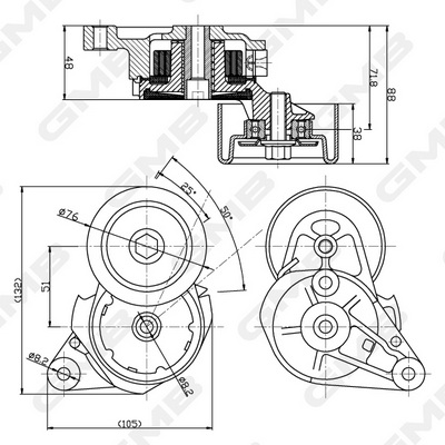 Натяжний пристрій, клиновий ремінь GAT31660 GMB #5