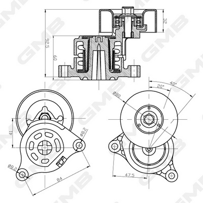 Натяжний пристрій, клиновий ремінь GAT31760 GMB #2