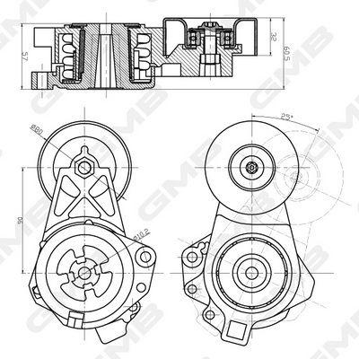 Натяжитель ремня, клиновой зубча GAT31790 GMB #2