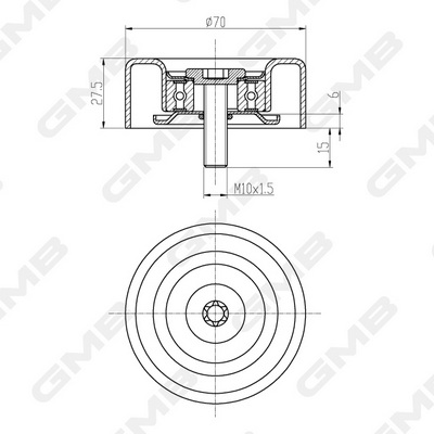 Відвідний/напрямний ролик, поліклиновий ремінь GTA0910 GMB #3