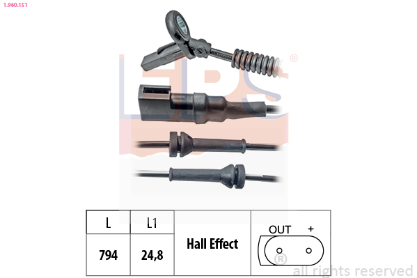 Датчик, частота вращения колеса   1.960.151   EPS