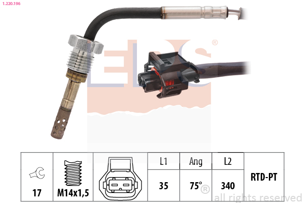 Датчик, температура відпрацьованих газів   1.220.196   EPS