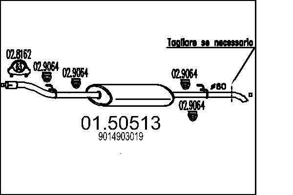 Средний глушитель выхлопных газов   01.50513   MTS