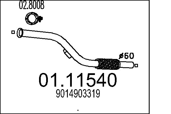 Труба выхлопного газа   01.11540   MTS