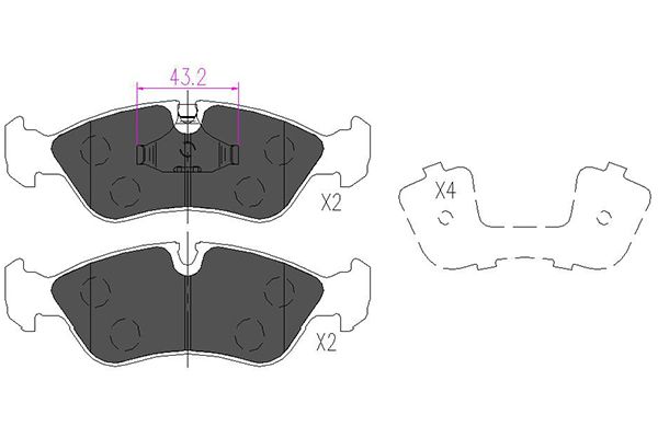 Комплект тормозных колодок, дисковый тормоз   KBP-1004   KAVO PARTS