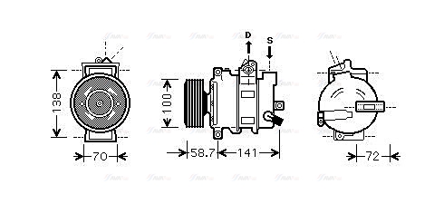 Компресор, система кондиціонування повітря   AIAK279   AVA QUALITY COOLING