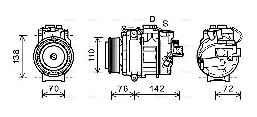 Компрессор, кондиционер   BWAK419   AVA QUALITY COOLING