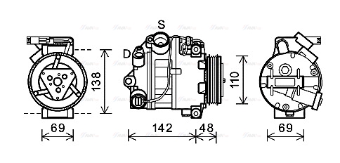 Компрессор, кондиционер   BWAK443   AVA QUALITY COOLING