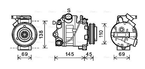 Компрессор, кондиционер   BWAK444   AVA QUALITY COOLING