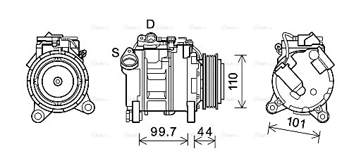 Компресор, система кондиціонування повітря   BWAK493   AVA QUALITY COOLING