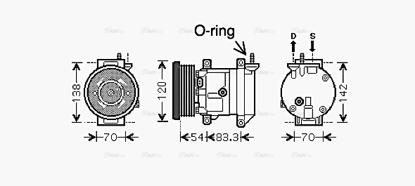 Компресор, система кондиціонування повітря   DWAK071   AVA QUALITY COOLING