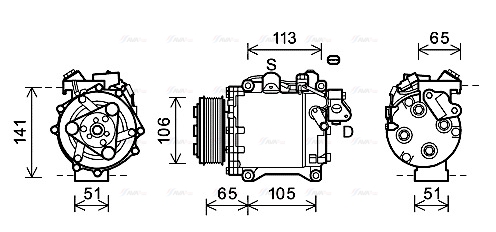 Компресор, система кондиціонування повітря   HDAK263   AVA QUALITY COOLING