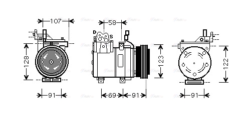 Компресор, система кондиціонування повітря   HYAK161   AVA QUALITY COOLING