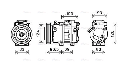 Компресор, система кондиціонування повітря   HYAK238   AVA QUALITY COOLING