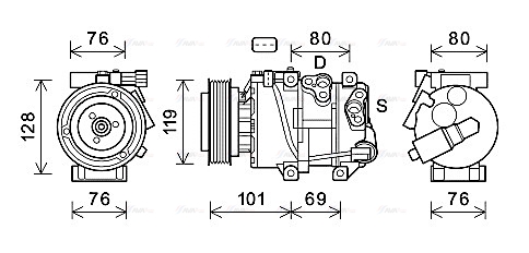 Компресор, система кондиціонування повітря   KAAK279   AVA QUALITY COOLING