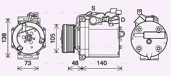 Компресор, система кондиціонування повітря   MTAK263   AVA QUALITY COOLING