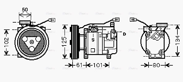 Компрессор, кондиционер   MZAK207   AVA QUALITY COOLING